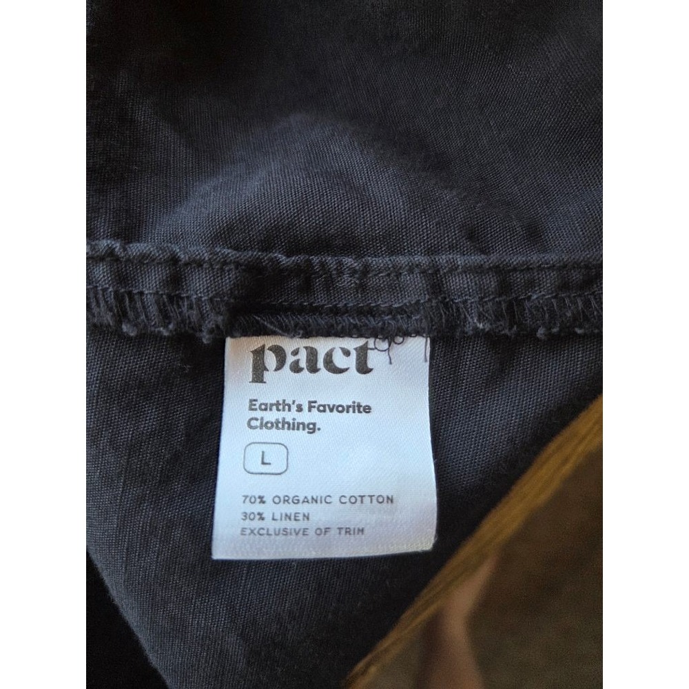 Pact Organic Cotton Linen Maxi Dress Womens L Black Square Neck Boho Minimalist - Picture 9 of 12